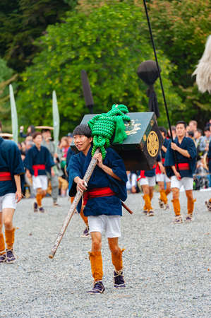 Kyoto, Japan - October 22, 2016: Festival of The Ages, an ancient costume parade held annually. Each participant dressed in an authentic costume of a character in different Japanese feudal periods.のeditorial素材