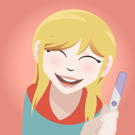 Woman with a positive pregnancy testのイラスト素材