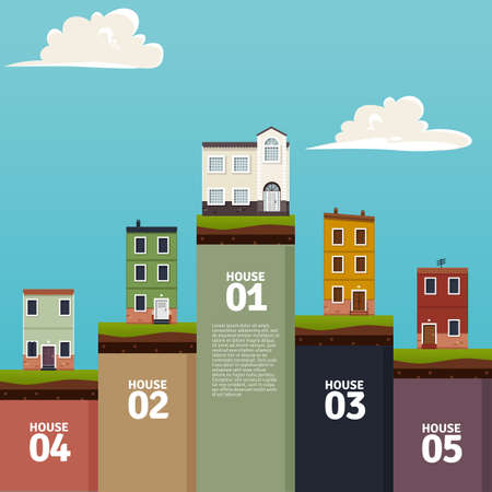Houses infographicsのイラスト素材