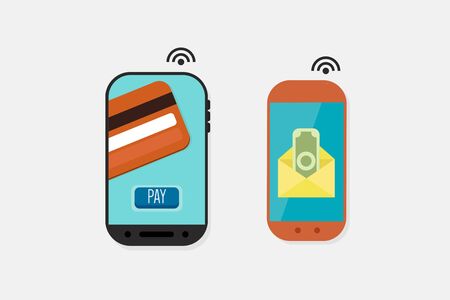 Mobile Payment: Flat lay illustrationのイラスト素材