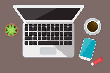 Flat lay technology illustrationのイラスト素材