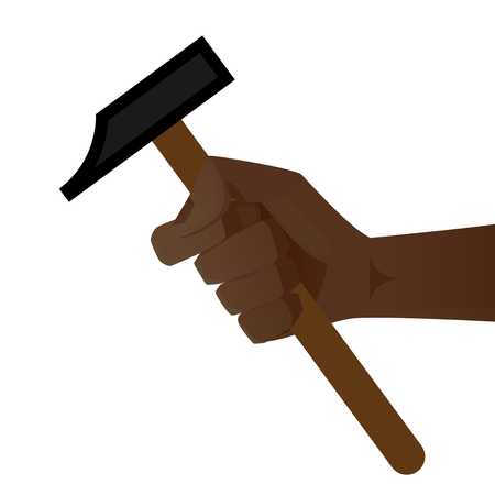 Hand holding a hammer conceptのイラスト素材