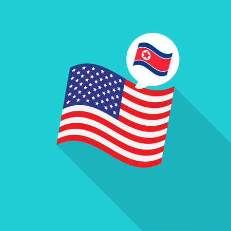 North Korea and US Flags vector illustrationのイラスト素材