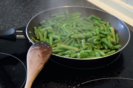 Cooking asparagusの写真素材