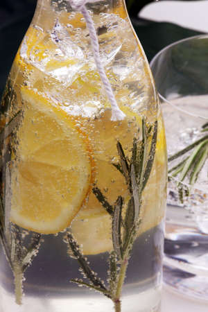 detox water with lemon and rosemaryの写真素材