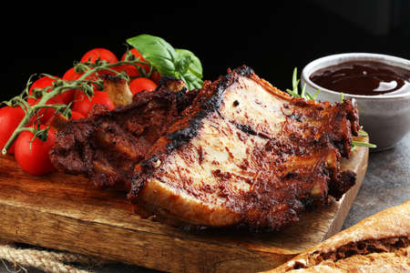 Spicy hot grilled spare ribs from a summer BBQの写真素材