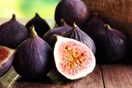 Ripe sweet figs. Healthy mediterranean fig fruit.