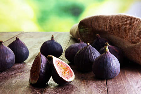 Ripe sweet figs. Healthy mediterranean fig fruit.の写真素材