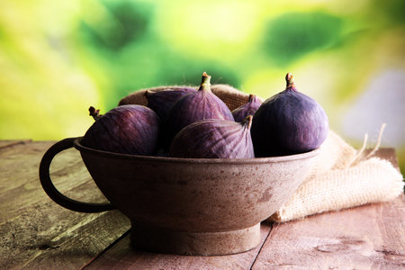Ripe sweet figs. Healthy mediterranean fig fruit.の写真素材