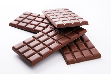 close up of chocolate bars isolated on white background.