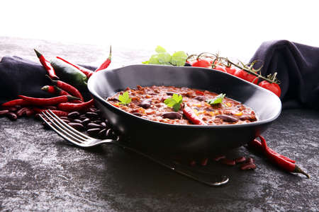 Hot chili con carne - mexican food tasty and spicy.の写真素材