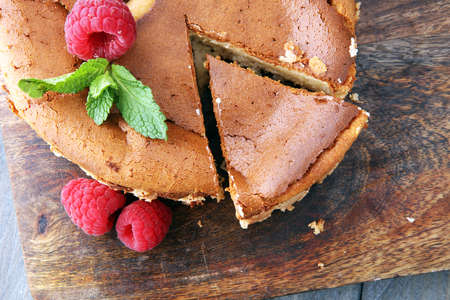 Homemade cheesecake  dessert - healthy organic summer dessert pie cheesecake. Vanilla Cheese Cake.の写真素材