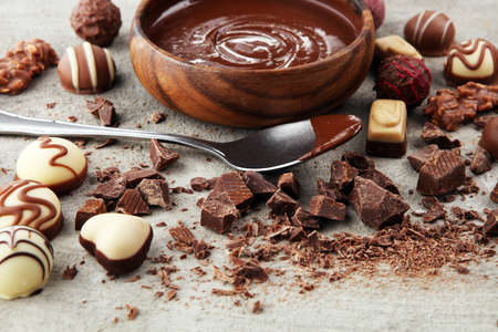 a lot of variety chocolate pralines, belgian confectionery gourmet chocolateの写真素材