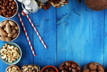 Alternative types of milks. Vegan substitute dairy milkの写真素材