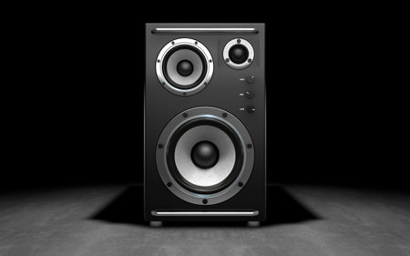 Audio speakers on black background. 3d renderingの写真素材