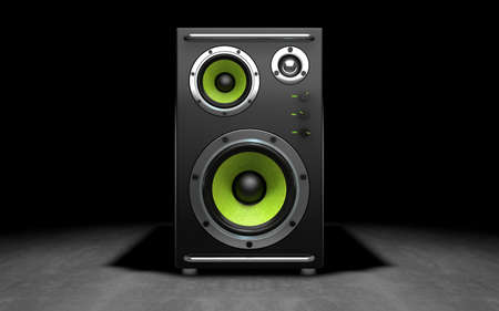 Audio speakers on black background. 3d renderingの写真素材