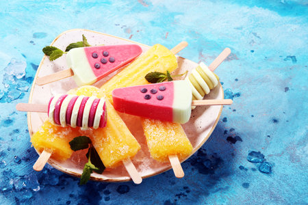 Colorful ice cream or Vanilla frozen yogurt or soft ice cream