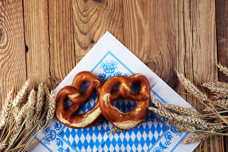 German pretzels with salt close-up on the table.