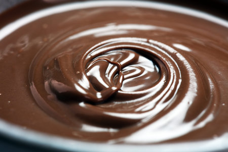 Melting chocolate, melted delicious chocolate for praline icing confectionery.