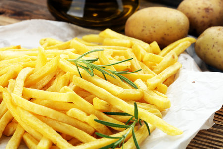 french fries potato with ketchup and mayonnaise