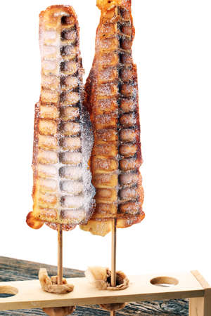 Belgium waffles with powder sugar.の写真素材