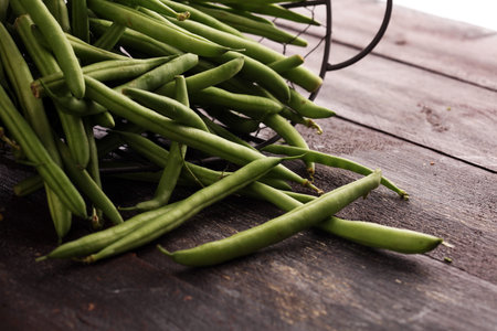 healthy green beans from farmer market or bush beans
