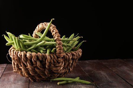 healthy green beans from farmer market or bush beans