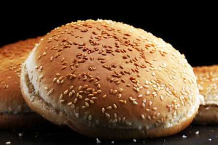 Fresh homemade burger buns on table