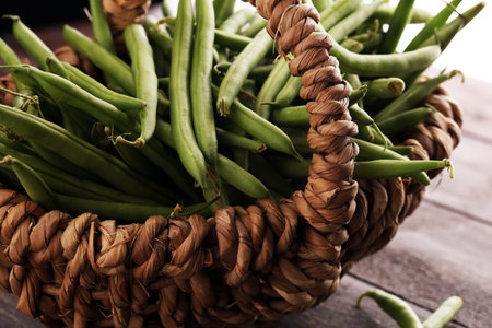 healthy green beans from farmer market or bush beans