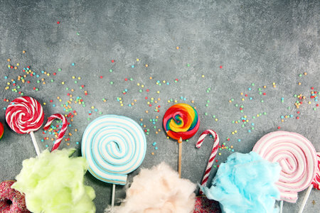 colorful cotton candy floss. sweet party food for kids