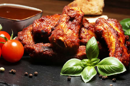 Spicy hot grilled spare ribs from a summer BBQの写真素材