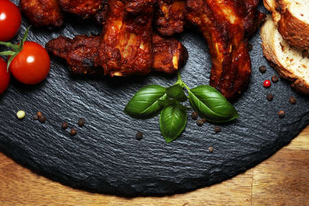 Spicy hot grilled spare ribs from a summer BBQの写真素材