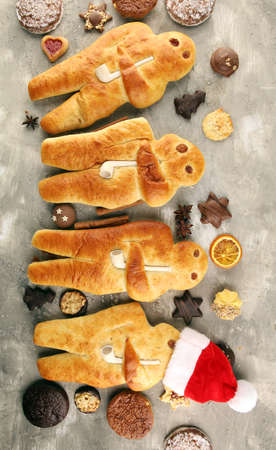 stutenkerl or weckmann. baked traditional german pastery. hefemann for st nicholasの写真素材