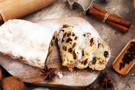Christmas stollen and cookies. Traditional German festive baking for xmas