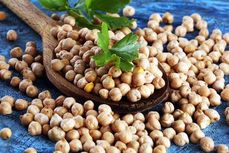 Raw Chickpeas. Chickpeas is nutritious food. Healthy and natural vegetarian foodの写真素材