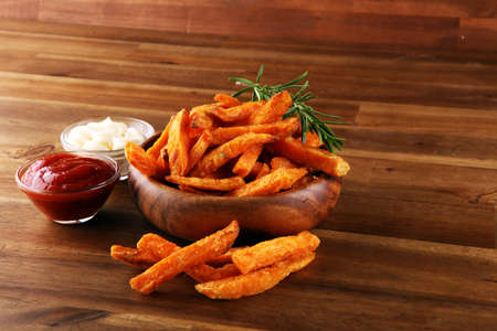 Healthy Homemade Baked Sweet Potato Friesの写真素材