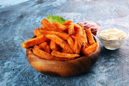 Healthy Homemade Baked Sweet Potato Friesの写真素材