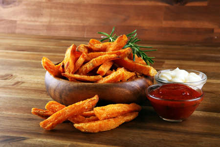 Healthy Homemade Baked Sweet Potato Friesの写真素材