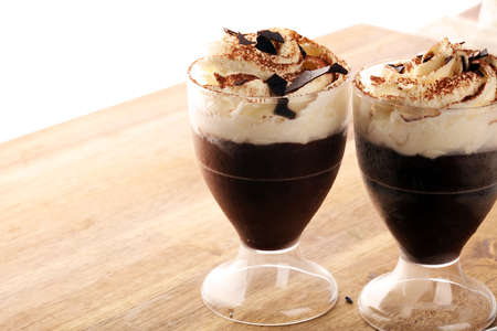 hot chocolate with cocoa and whipped cream. sweet chocolate drinkの写真素材