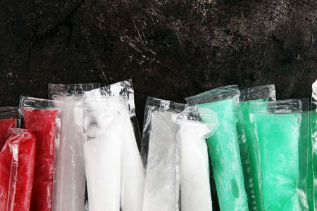 Colorful frozen fruit bar ice pops. with fruit tasteの写真素材