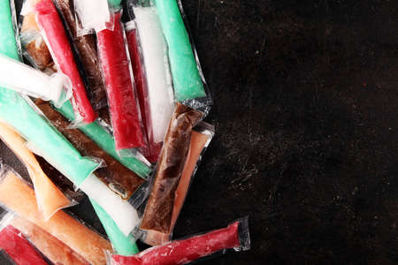 Colorful frozen fruit bar ice pops.の写真素材
