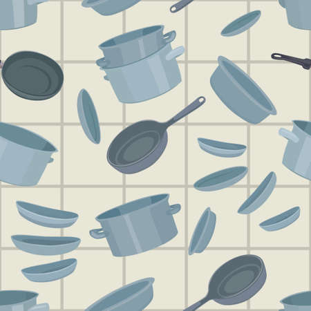 Seamless background with cookware, vector illustrationのイラスト素材