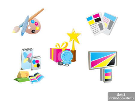 Icons set of promotional items, vector illustrationのイラスト素材