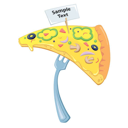 A piece of pizza on a fork, vector illustrationのイラスト素材