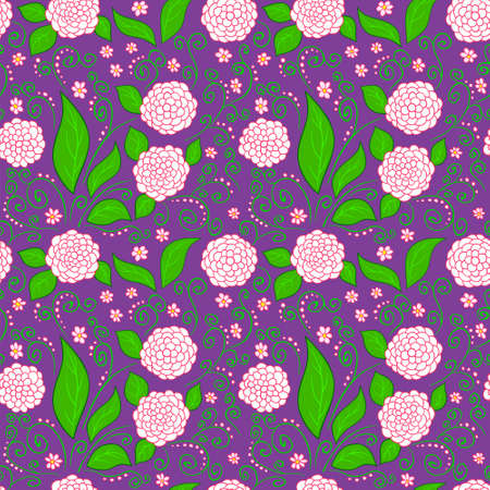 Abstract seamless pattern with white flowers on purple background, vector illustrationのイラスト素材