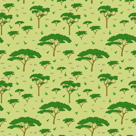 Seamless pattern savanna tree, vector illustrationのイラスト素材