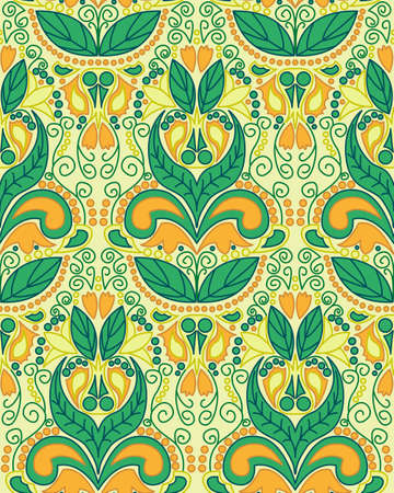 Seamless vintage ornament, color vector wallpaper patternのイラスト素材