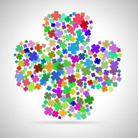 Abstract pattern with multicolored four leaf cloverのイラスト素材
