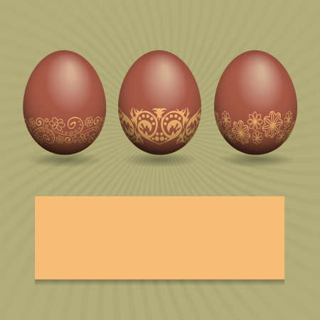 Greeting card with chocolate Easter eggs with space for textのイラスト素材