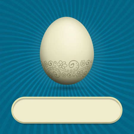 Greeting card with Easter egg on blue background with place for textのイラスト素材